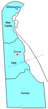Delaware County Outline Map.